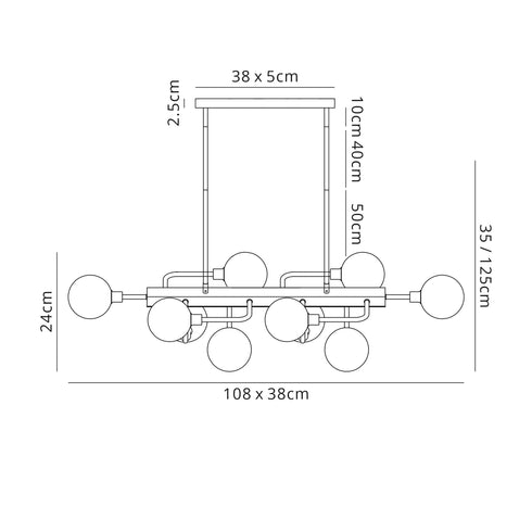 Delian Fixed Pendant Ceiling 10 Light